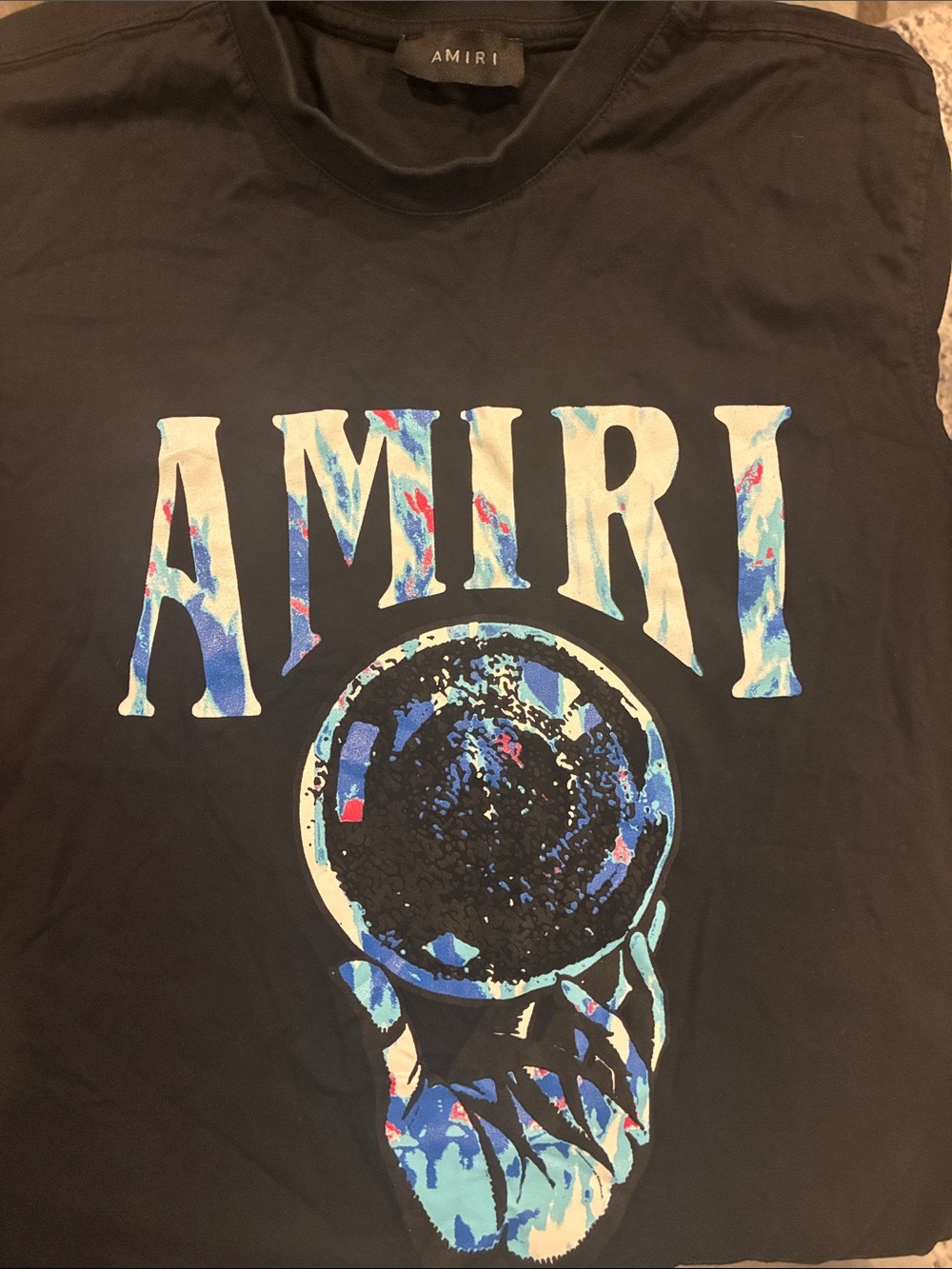 AMIRI Black Graphic Print with Blue and Red Accents